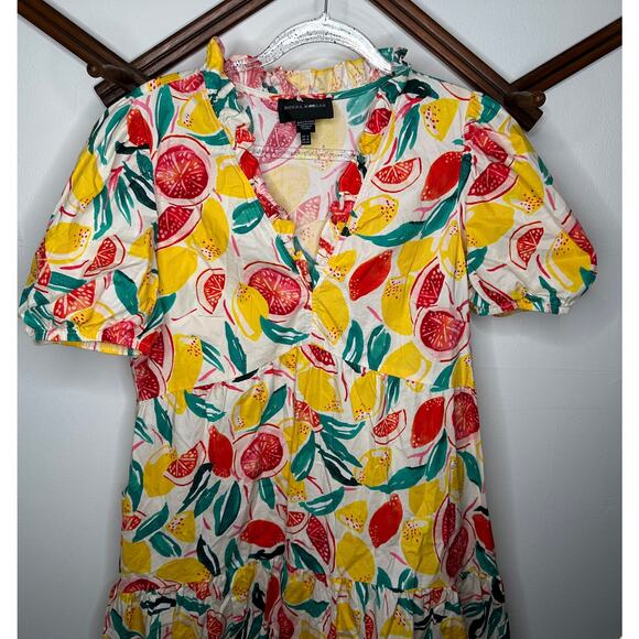 Donna Morgan Fruit Print Cotton Midi Dress - Picture 1 of 7